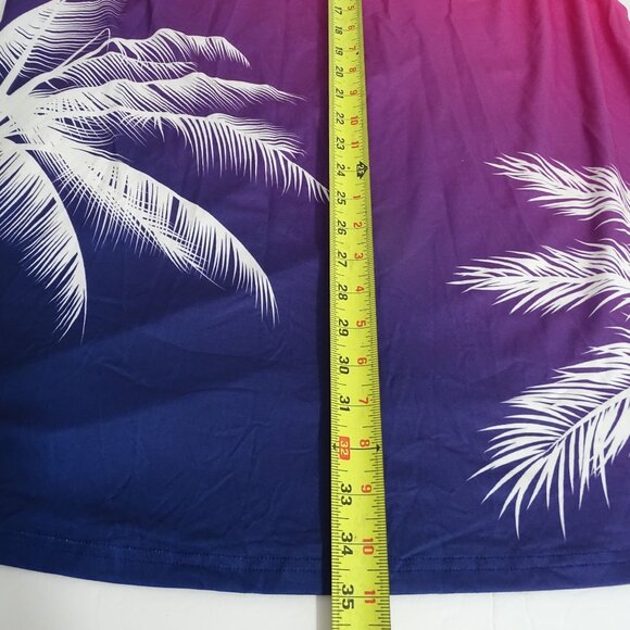 Emery Rose High Neck A-line Shift Dress Women Size XL Pink Purple Ombre Tropical - Picture 7 of 8